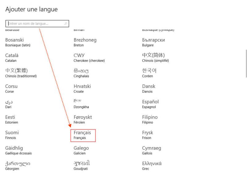 télécharger langues Windows 10